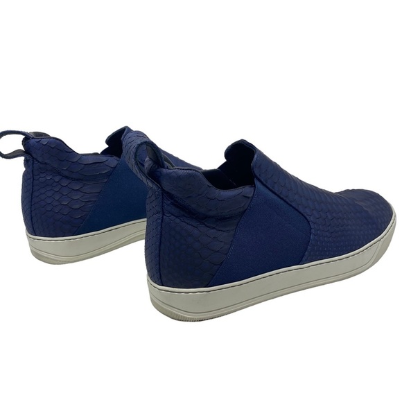 LANVIN Authentic Blue Python & Leather Mid Top Slip On Sneaker Tennis Shoe US 13 - Picture 7 of 13